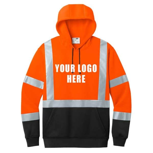 Custom Printed Safety Orange Class 3 Reflective Sweatshirt