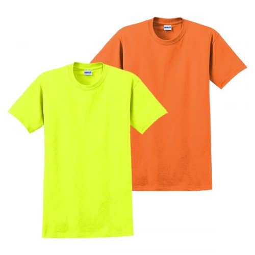 Gildan Safety Green & Orange Ultra Cotton T-Shirts