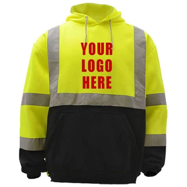 Custom Safety Green Hooded Sweatshirt